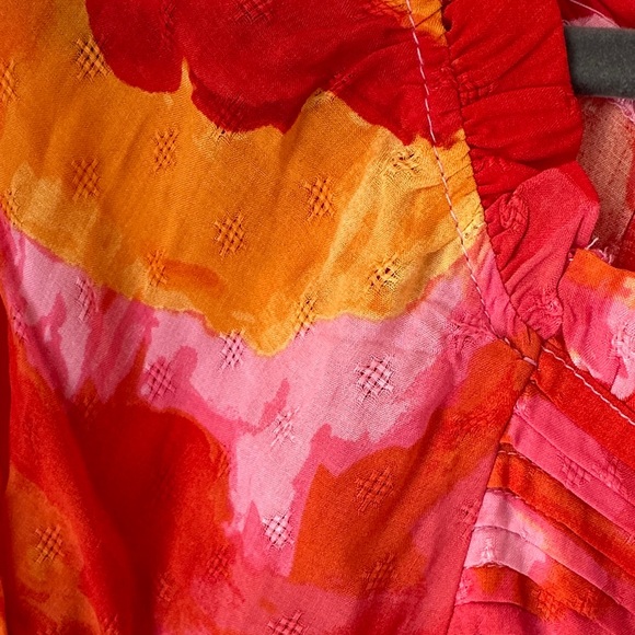 NEW Rose & Olive Red Pink Orange Floral Button-Front Blouse Size L - Picture 3 of 5
